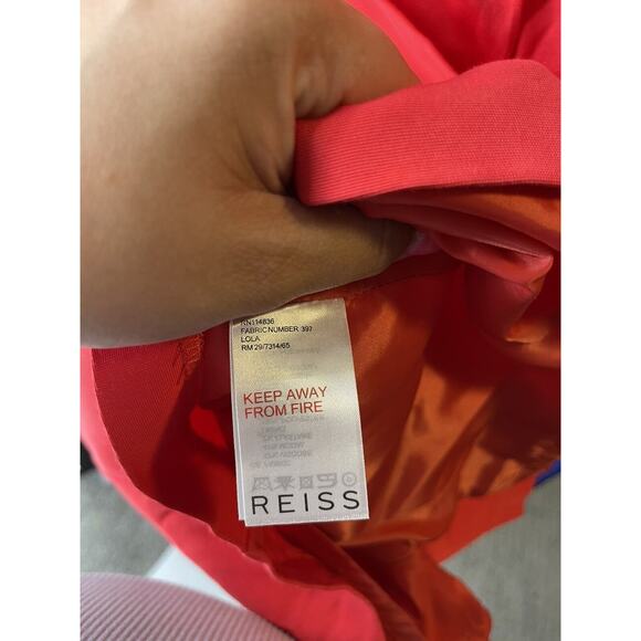 Reiss Women's Red Coral Lola Bandage Cocktail Cap Sleeve Dress Size 2 - Picture 4 of 5